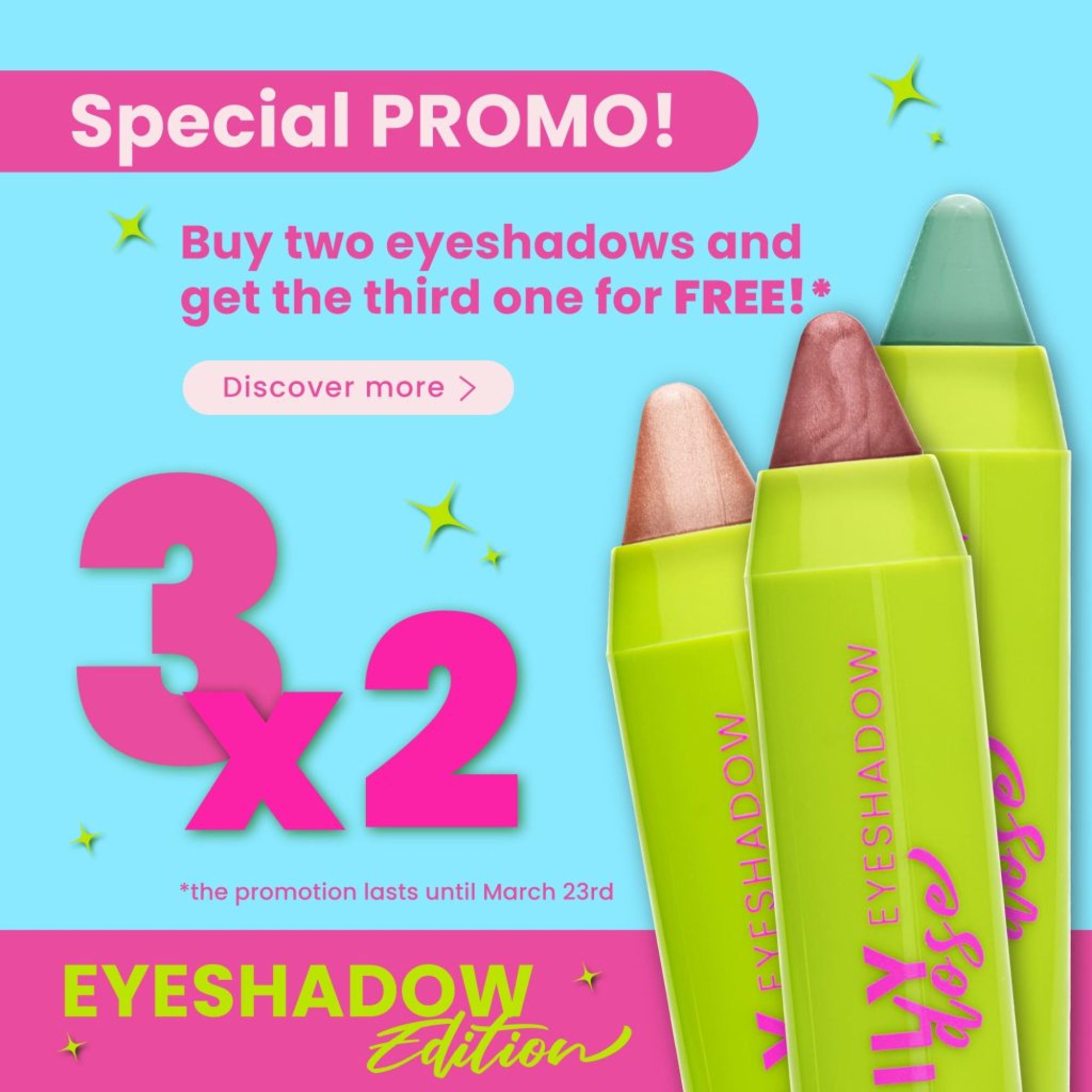 Banner promo marzo 3x2 su tutti gli eyeshadow